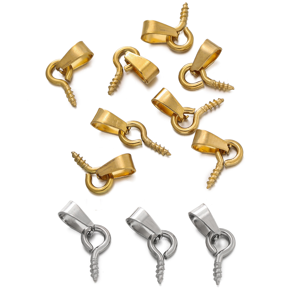 Jewelry Making Pins - 20セットのステンレス鋼製ベイルクラスプ、ネジ式アイピン、エンドペンダントチャーム、ダングルクラスプコネクター、DIYジュエリー製作用 ﻿