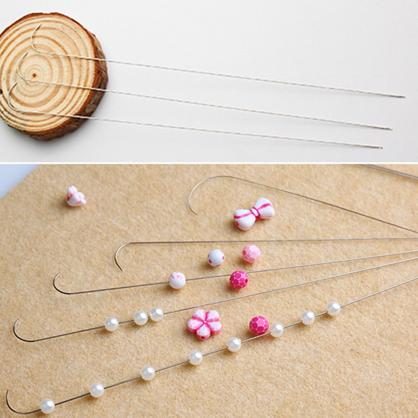 Jewelry Making Rivets - ステンレス鋼の湾曲したフック3個,ファインビーズ,大きな目,針,縫製ジュエリー,手工芸品,ネックレスブレスレットを作る