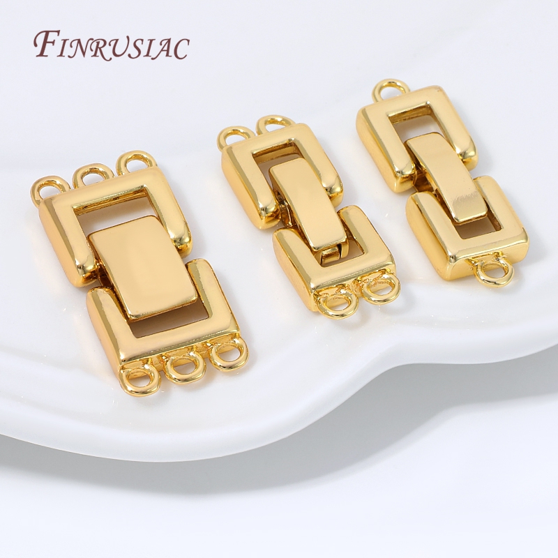 Jewelry Making Gold - 18K金メッキマルチストランドクラスプコネクター長方形レイヤードパールブレスレットクラスプマルチループDIYジュエリー製作アクセサリー