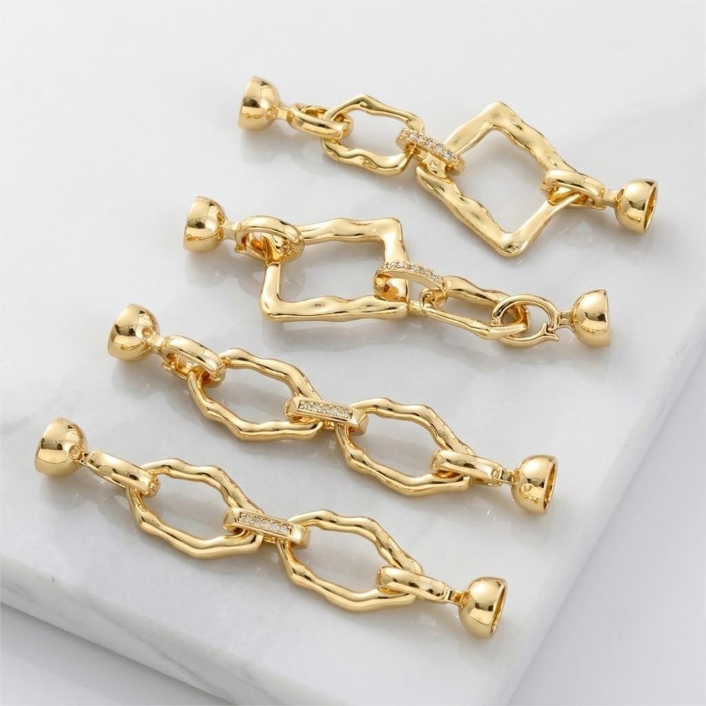 Jewelry Making Gold - 1 ピース 18 k ゴールドメッキシンプルな楕円形不規則接続バックル DIY