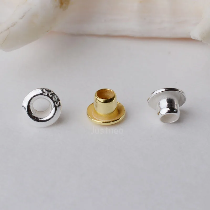 Jewelry Making Rivets - 925 スターリングシルバー グロメット アイレット リベット ビッグホール