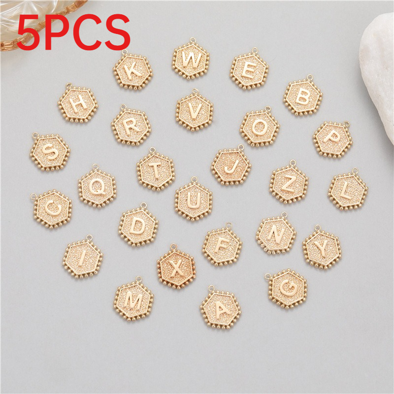 Jewelry Making Rivets - 5 個リベット六角形 26 アルファベット文字チャーム DIY ジュエリー作成アクセサリーイヤリングブレスレットネックレス用