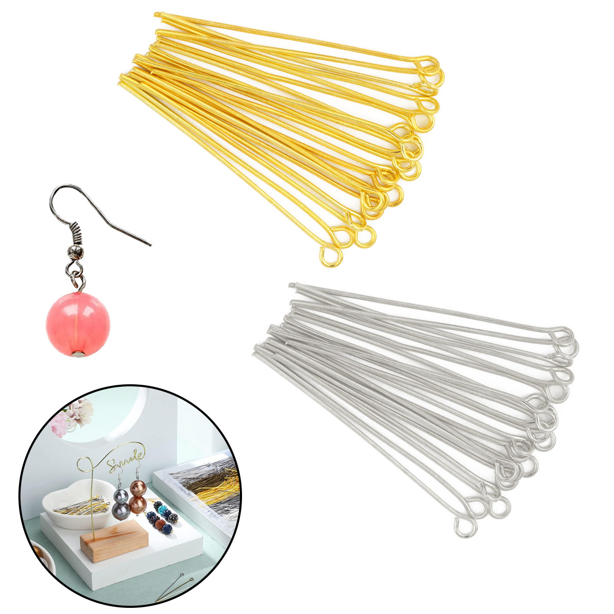 DIYブレスレットやネックレス用のメタルアイピン,ジュエリー - Jewelry Making Rivets のレビューと価格