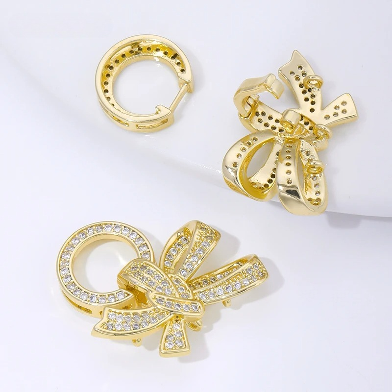 18K ゴールドメッキパールクラスプコネクタ象嵌ジルコン 3 - Jewelry Making A Ring のレビューと価格