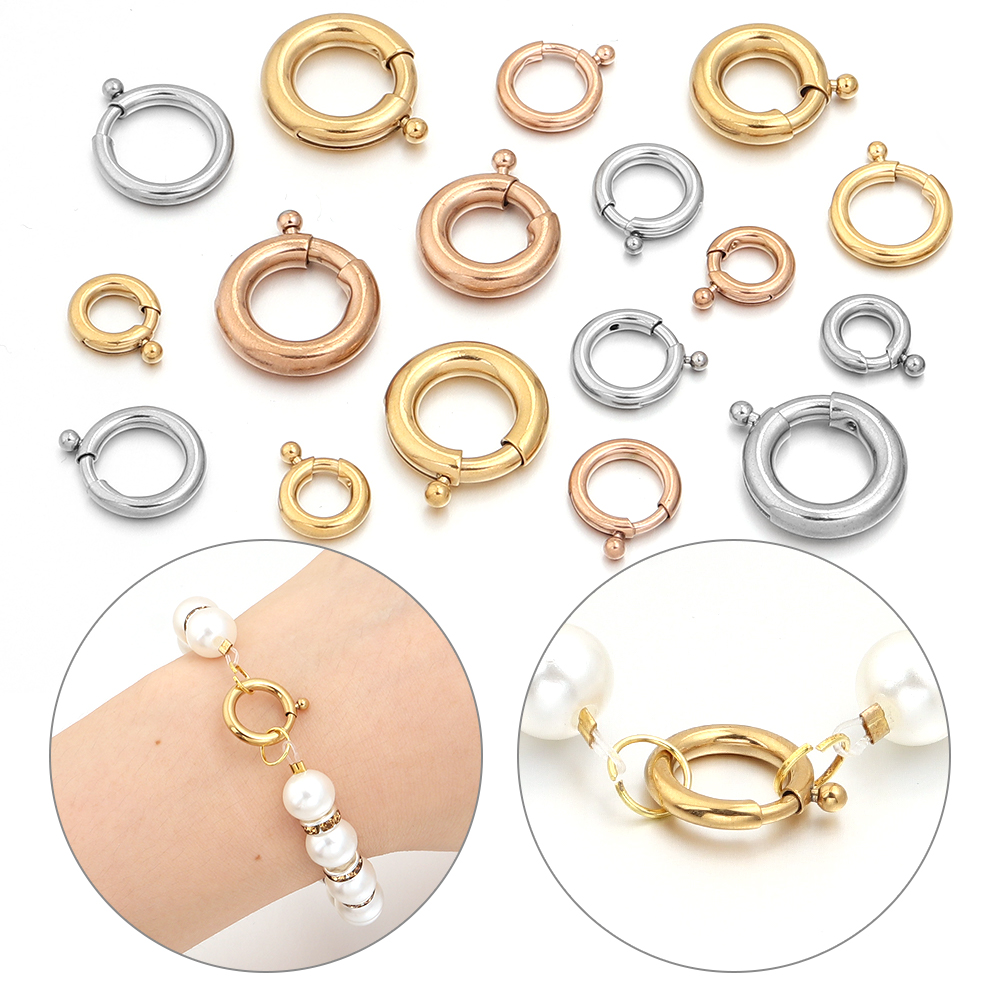 2個 ステンレス製 スプリングクラスプ 丸型リング留め金 フ - Jewelry Making A Ring のレビューと価格