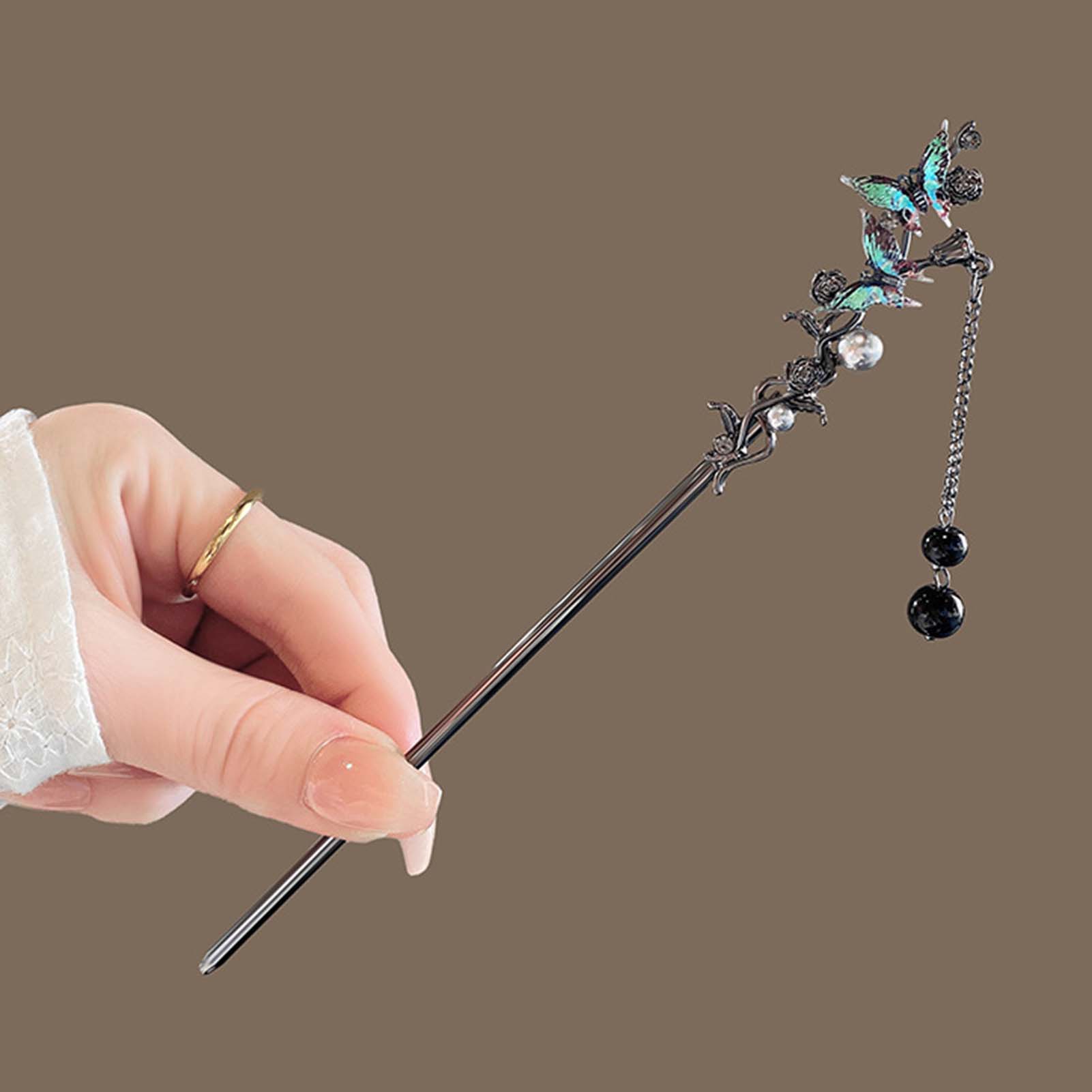 クラシックヘアスティック箸インクカラーフラワーメタルフリンジ - Jewelry Making Parts のレビューと価格