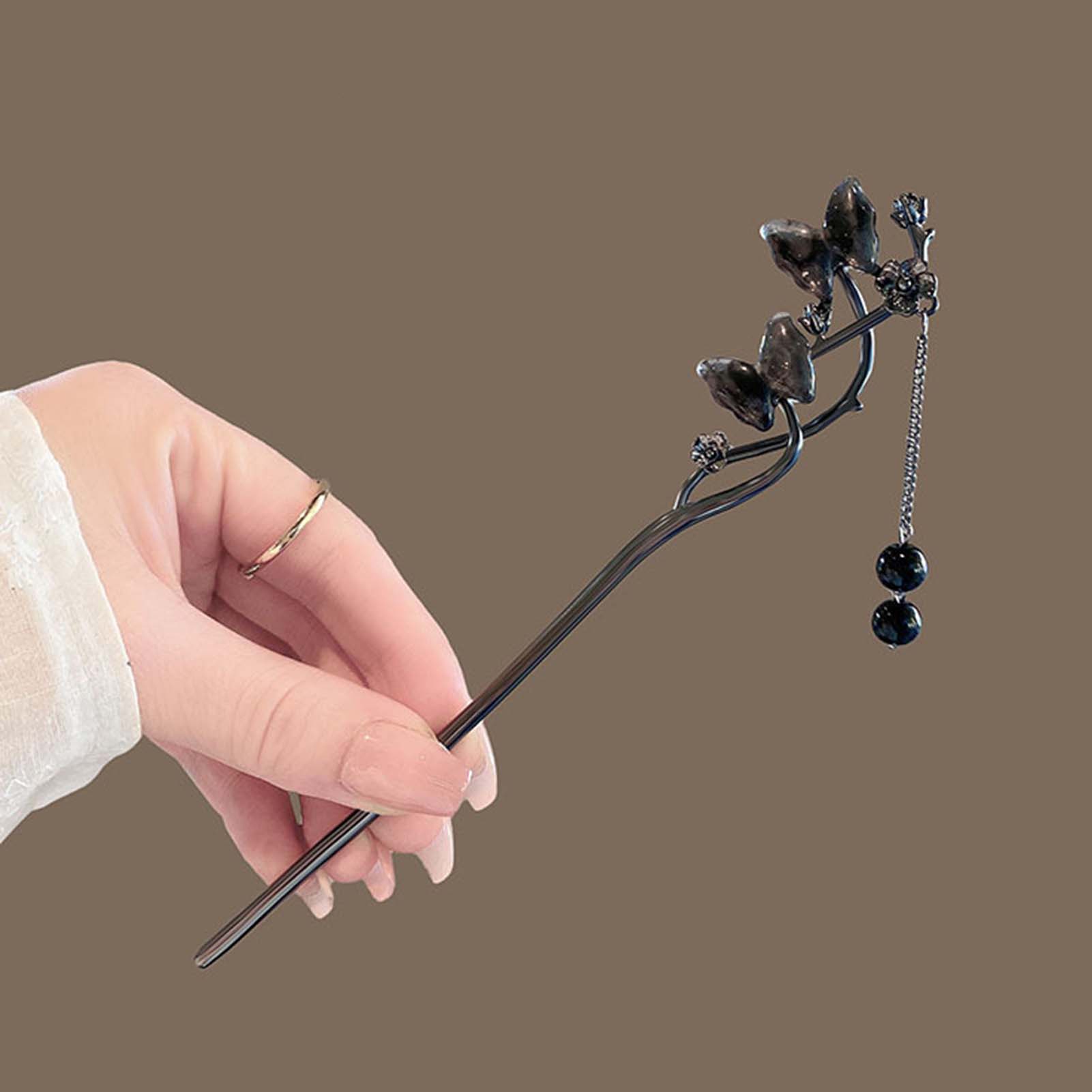 クラシックヘアスティック箸インクカラーフラワーメタルフリンジ - Jewelry Making Parts のレビューと価格