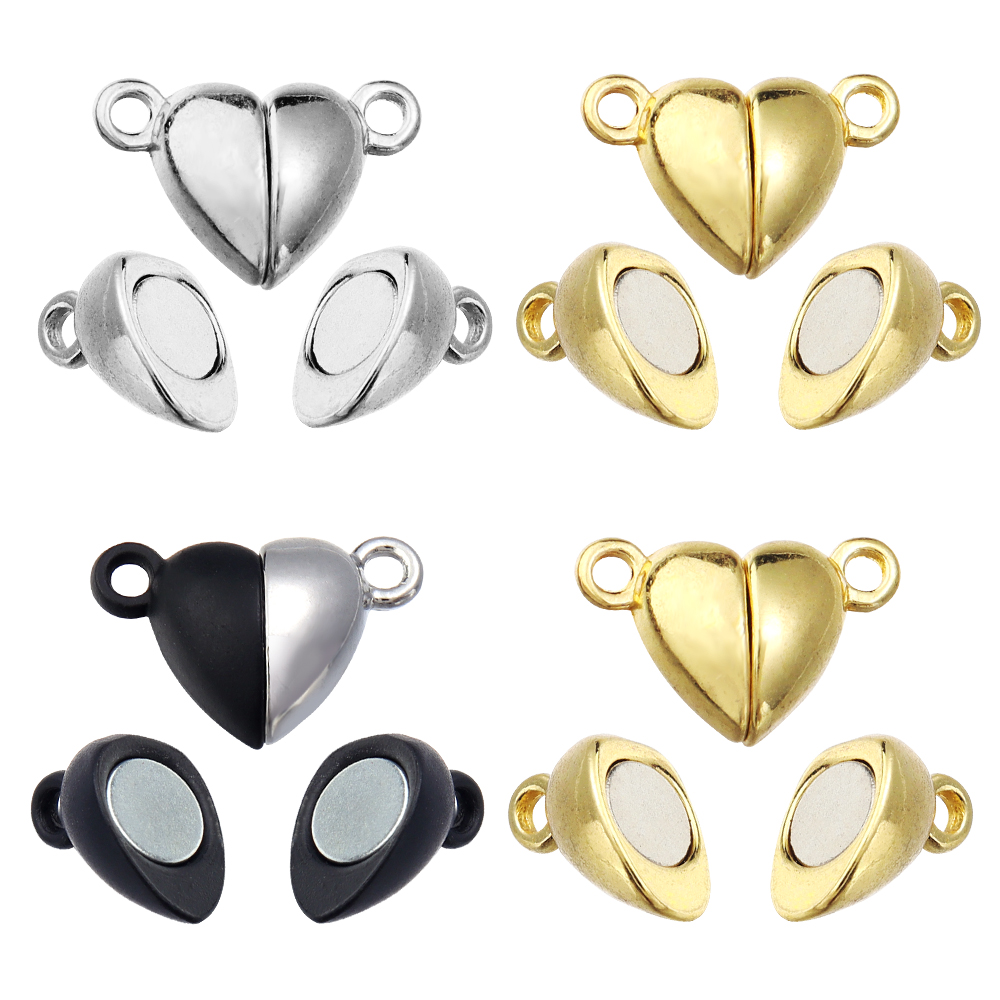 5 ピース/ロット合金ラブハート型磁気クラスプネックレスブレ - Jewelry Making Pins のレビューと価格