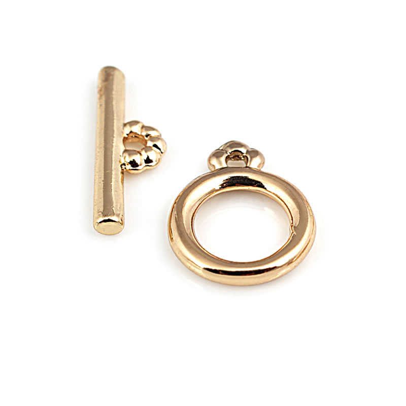 18KゴールドカラーラウンドリングサークルO型トグルクラスプ - Jewelry Making A Ring のレビューと価格