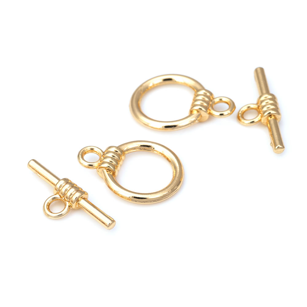 18KゴールドカラーラウンドリングサークルO型トグルクラスプ - Jewelry Making A Ring のレビューと価格