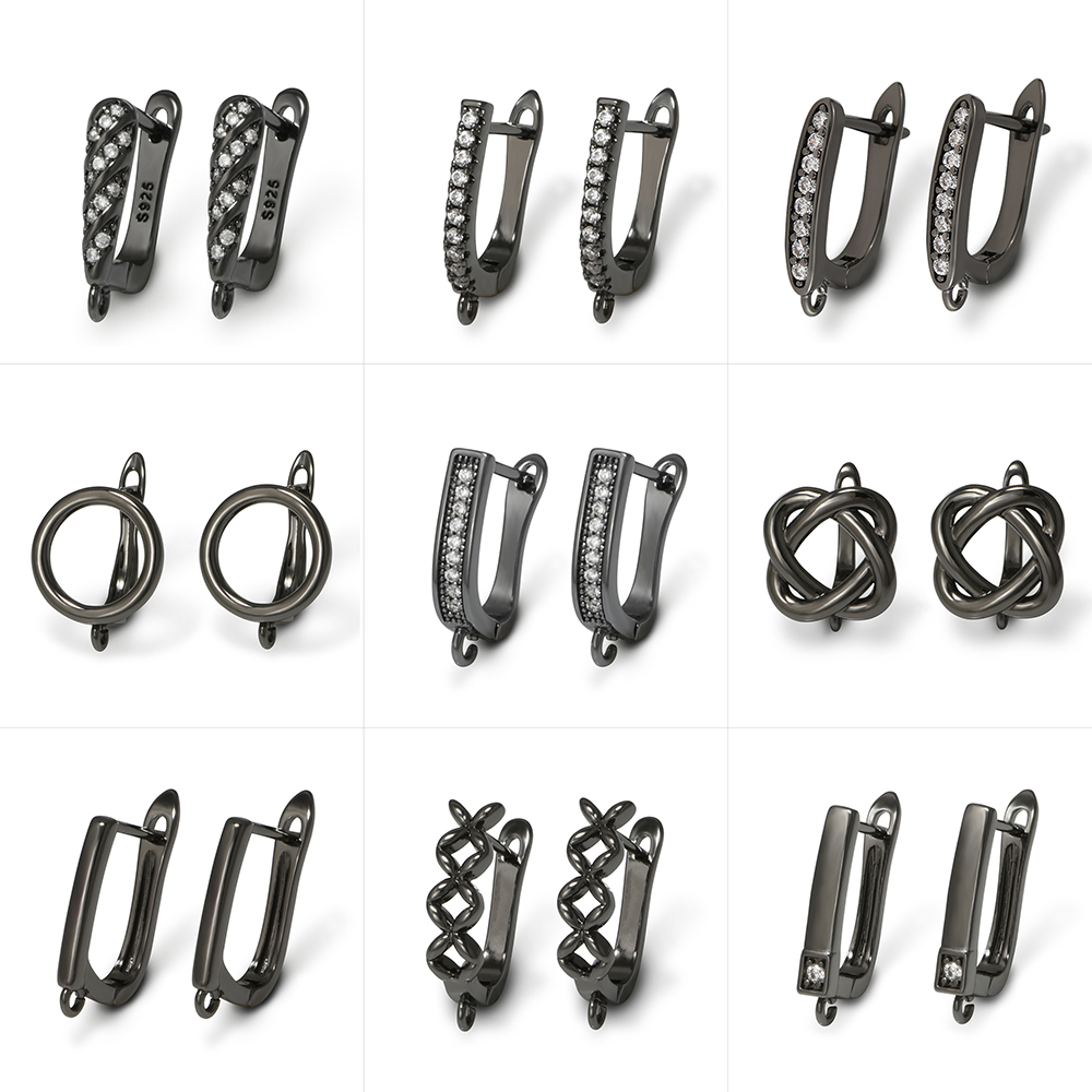 YANASI 1 ペアガンブラック真鍮イヤリングフック DI - Jewelry Making Parts のレビューと価格