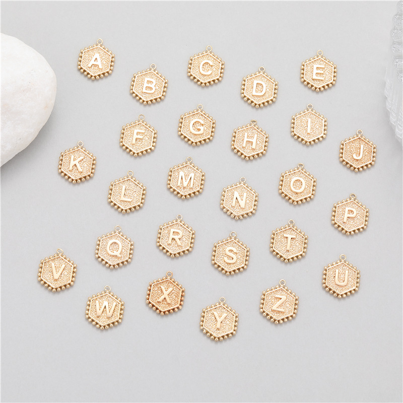 5 個リベット六角形 26 アルファベット文字チャーム DI - Jewelry Making Rivets のレビューと価格