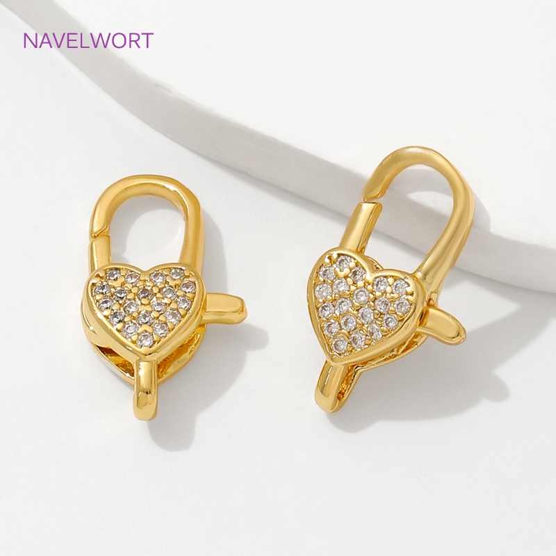 18K ゴールドメッキ象嵌ジルコンハートロブスタークラスプ、 - Jewelry Making Gold のレビューと価格